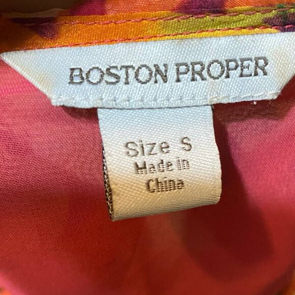 Boston Proper Beaded Long Sleeve Boho Blouse in Multicolor Leopard Print Small - Picture 7 of 9